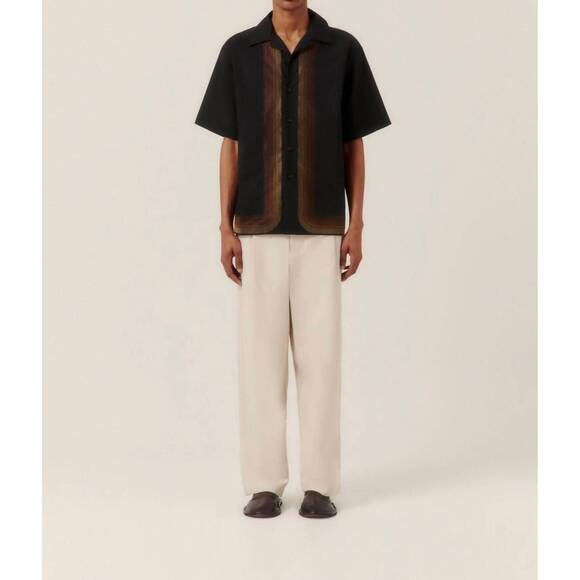 NEW COMMAS sun waves camp collar shirt in black